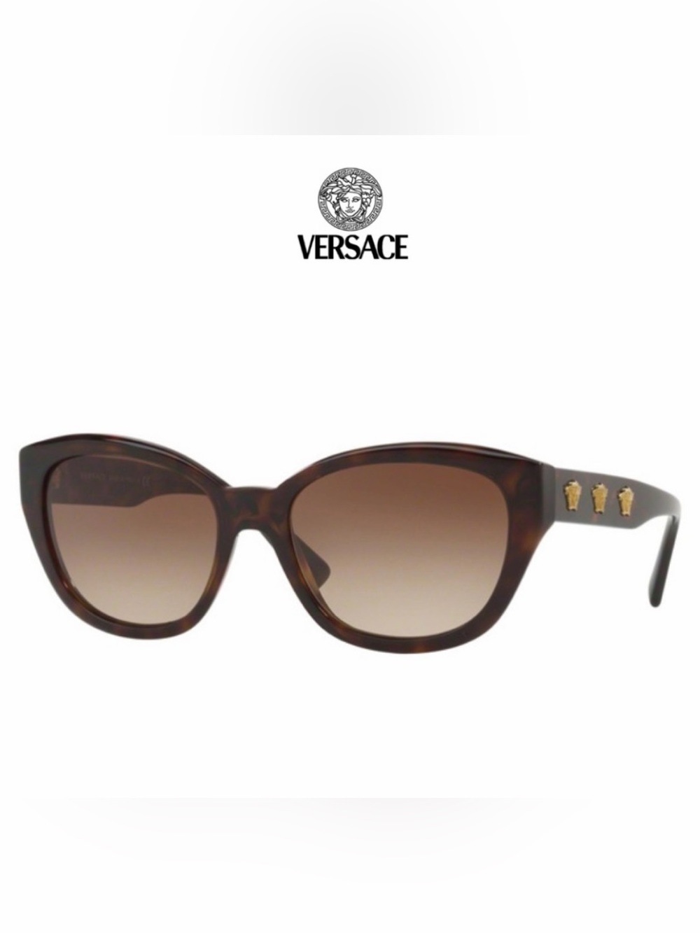 Versace Brown Tortoiseshell Frame Sunglasses with Gold Medusa Accents